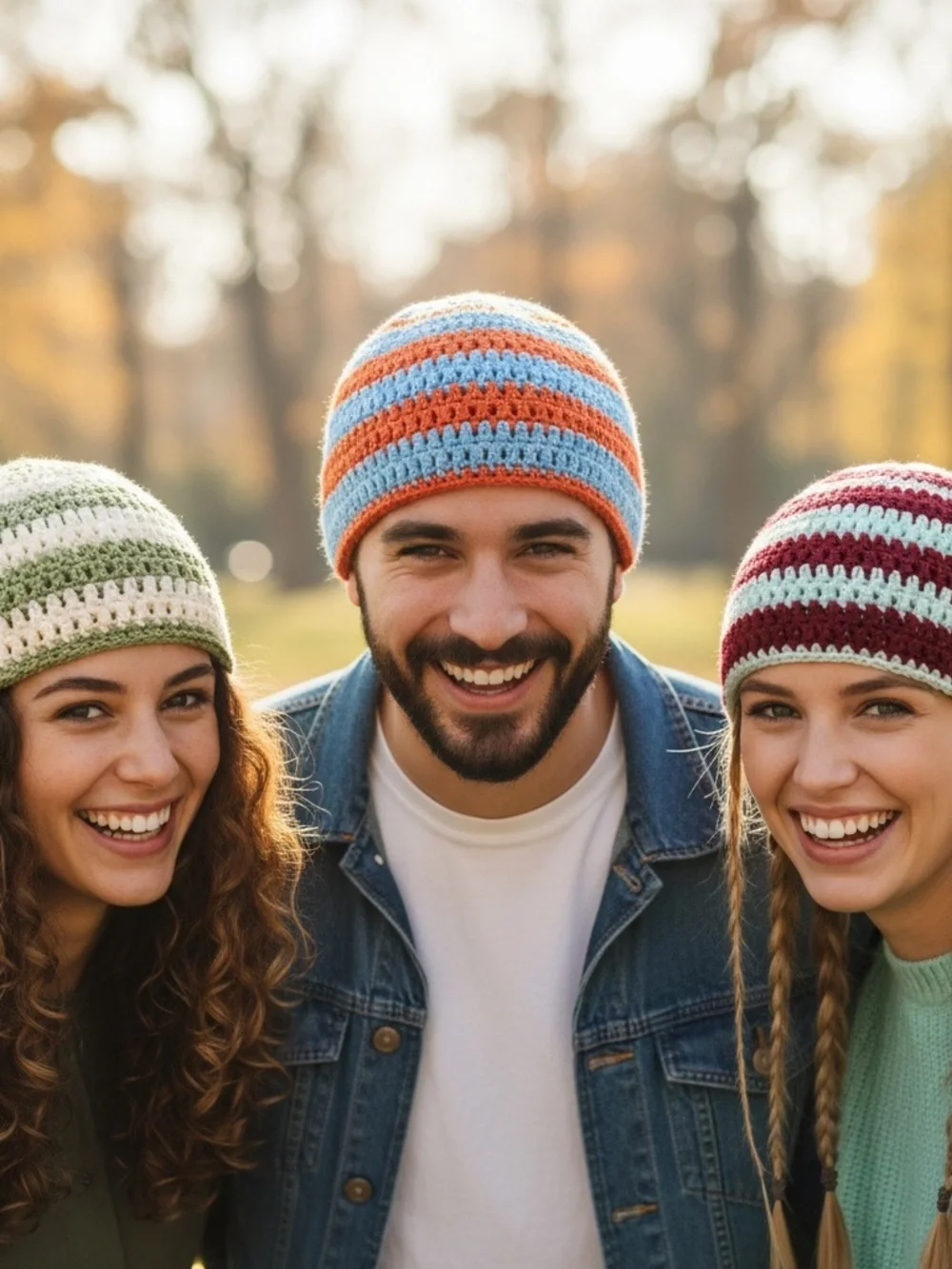 Colorful Beanies | Handmade Campus Collection Hats Set of 3 Hats